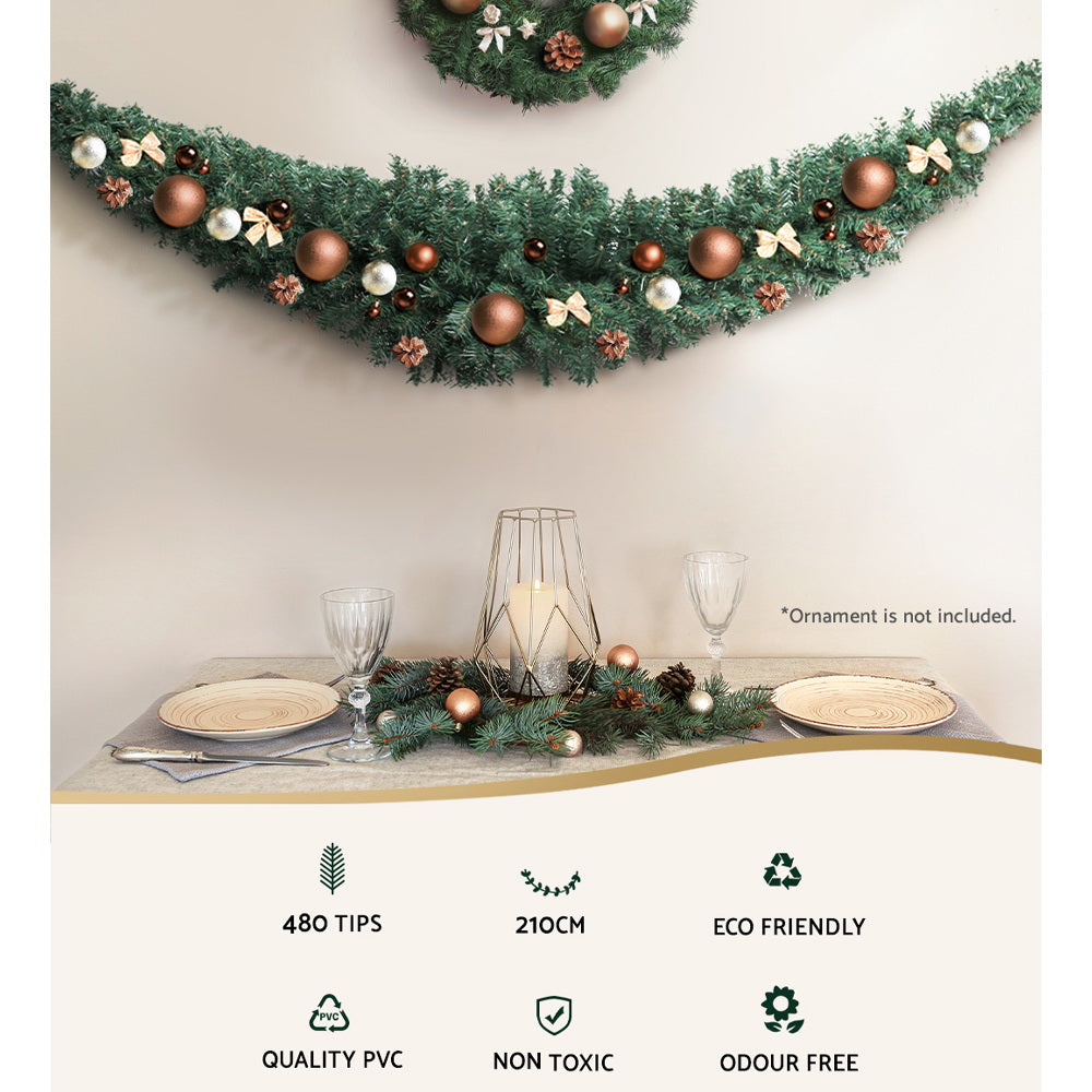 7FT (2.1m) Christmas Garland - Green - Homecoze
