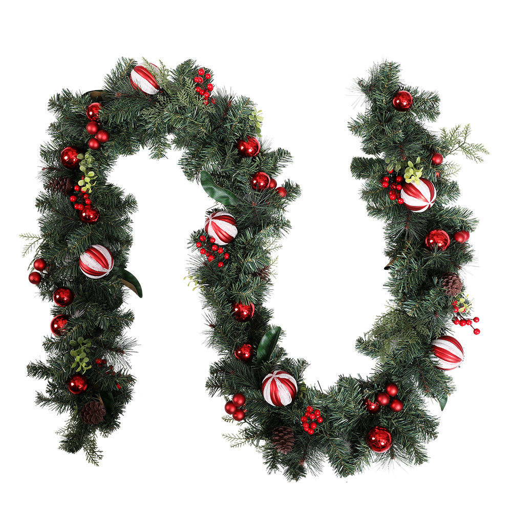 9FT (2.7m) Christmas Garland with Decorations - Homecoze