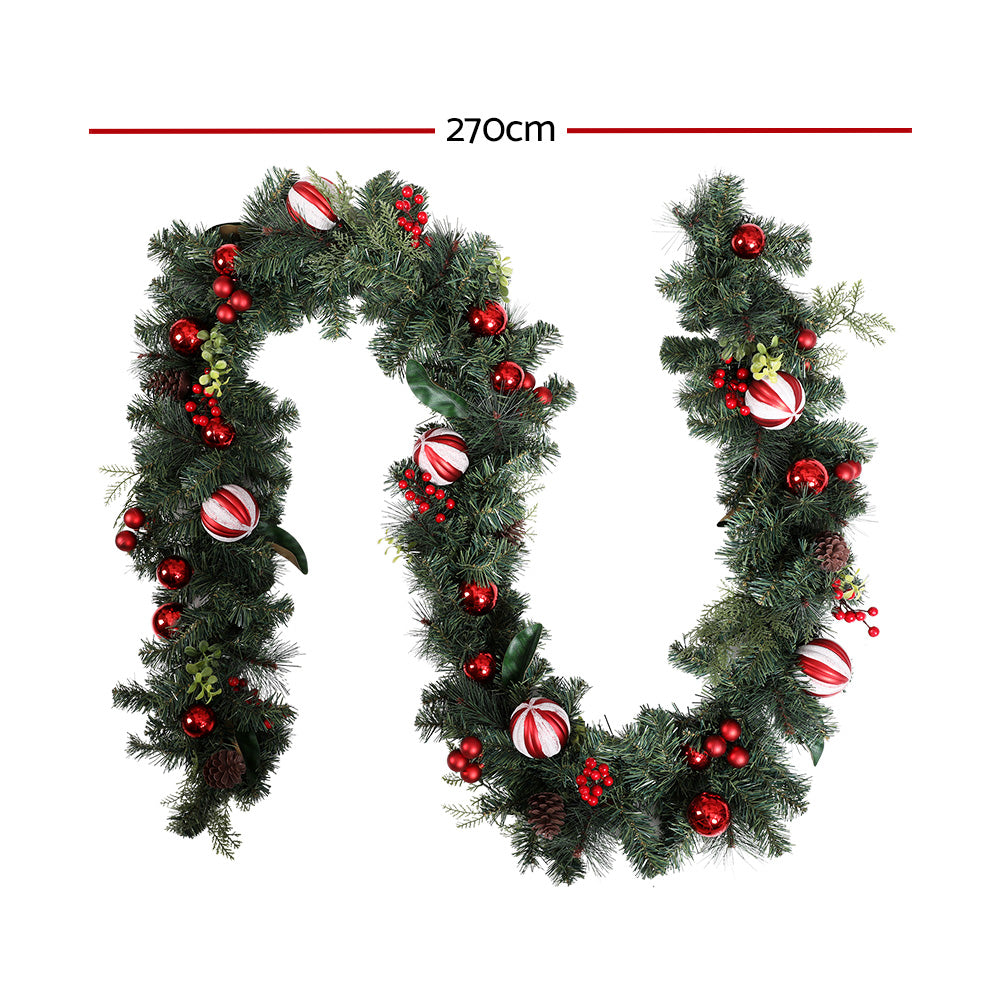 9FT (2.7m) Christmas Garland with Decorations - Homecoze