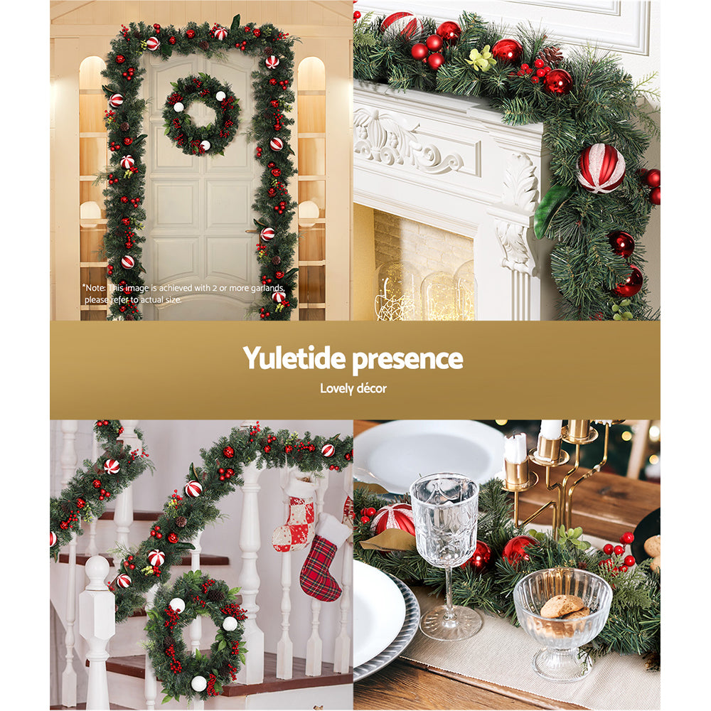 9FT (2.7m) Christmas Garland with Decorations - Homecoze
