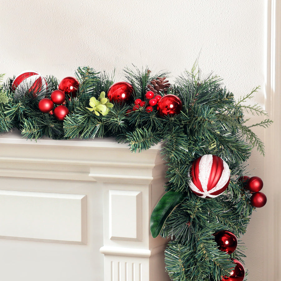 9FT (2.7m) Christmas Garland with Decorations - Homecoze