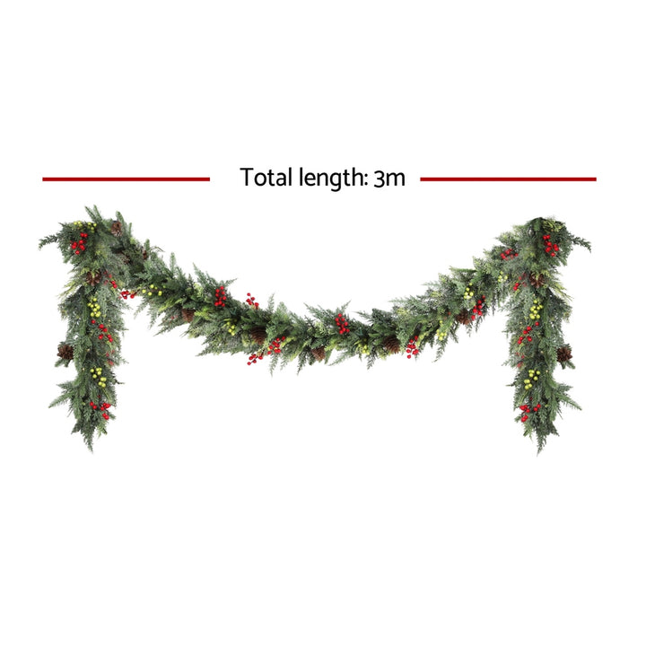 Jingle Jollys 3M Christmas Garland Pre-lit LED with Pine Cones Xmas Decor Green - Homecoze