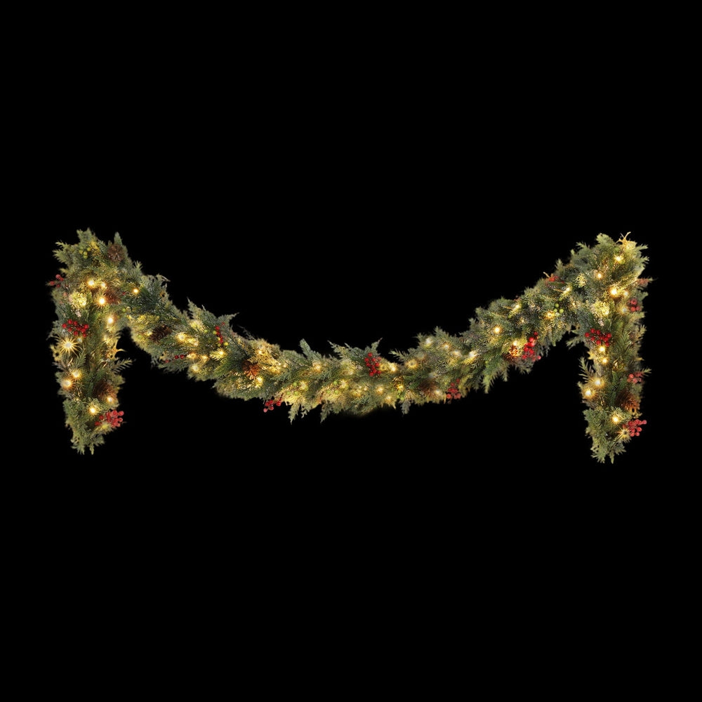 Jingle Jollys 3M Christmas Garland Pre-lit LED with Pine Cones Xmas Decor Green - Homecoze