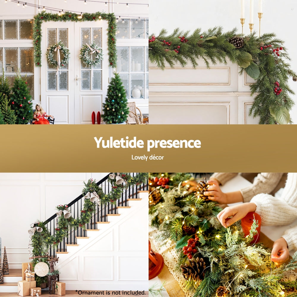 Jingle Jollys 3M Christmas Garland Pre-lit LED with Pine Cones Xmas Decor Green - Homecoze