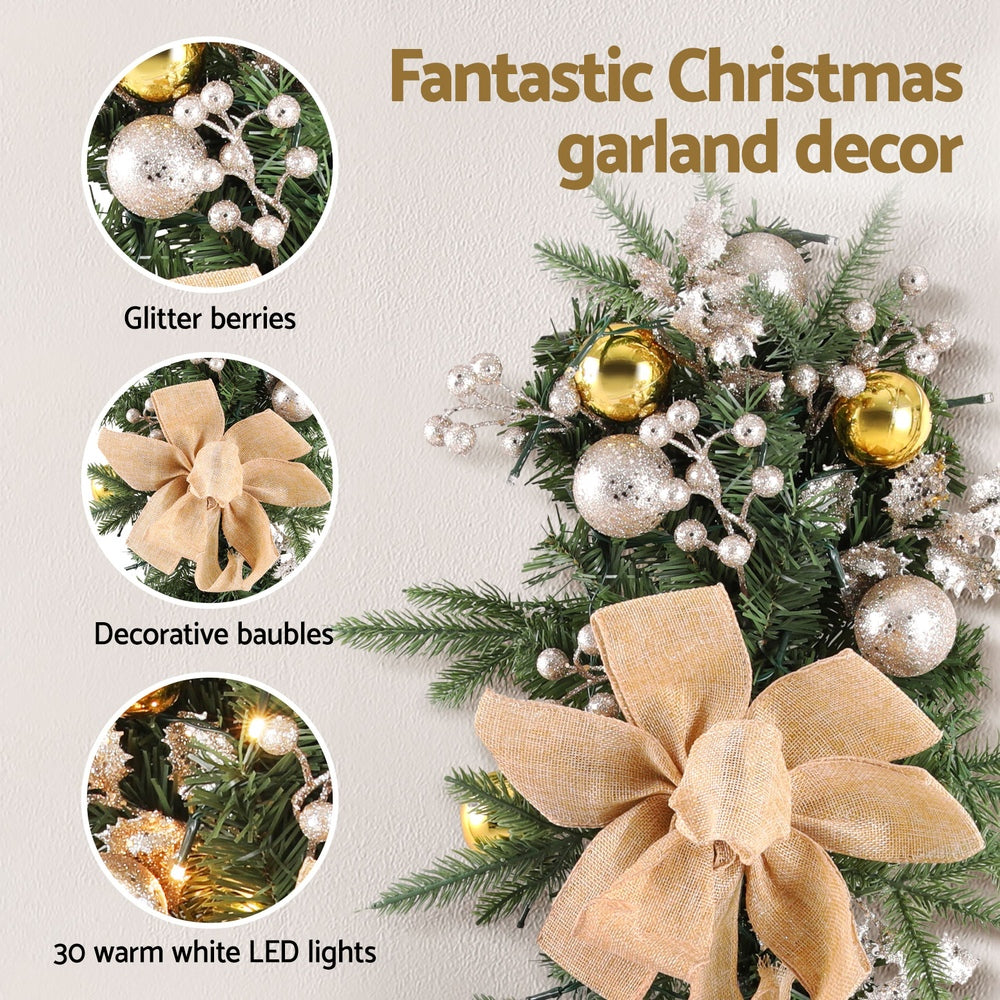 45cm Hanging Christmas Garland with Battery LEDs