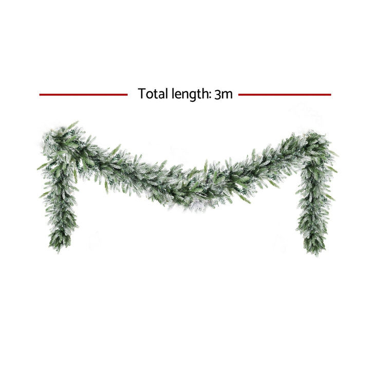 Jingle Jollys 3M Christmas Garland Pre-lit LED Lights Snow Frosted Tips Decor - Homecoze
