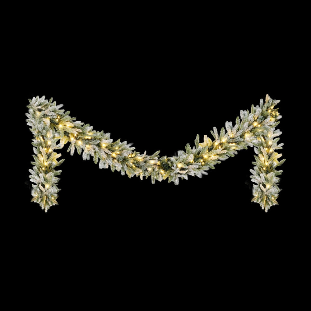 Jingle Jollys 3M Christmas Garland Pre-lit LED Lights Snow Frosted Tips Decor - Homecoze