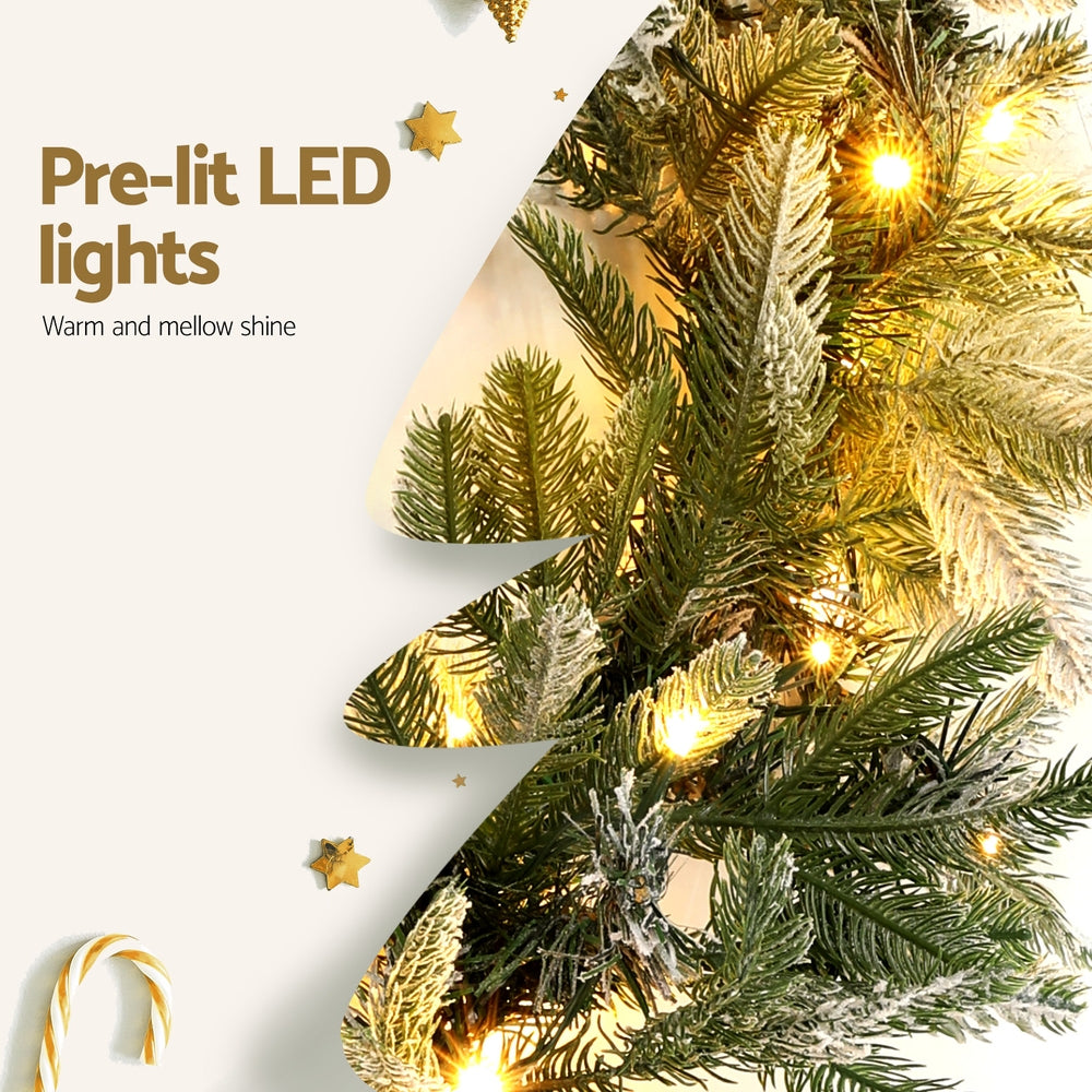 Jingle Jollys 3M Christmas Garland Pre-lit LED Lights Snow Frosted Tips Decor - Homecoze