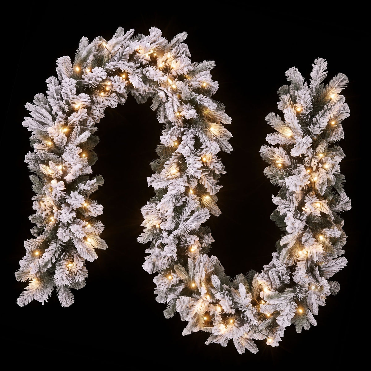 6FT (1.8m) Pre-lit LED Snow Flocked Christmas Garland