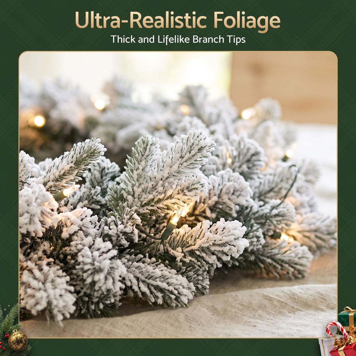 6FT (1.8m) Pre-lit LED Snow Flocked Christmas Garland