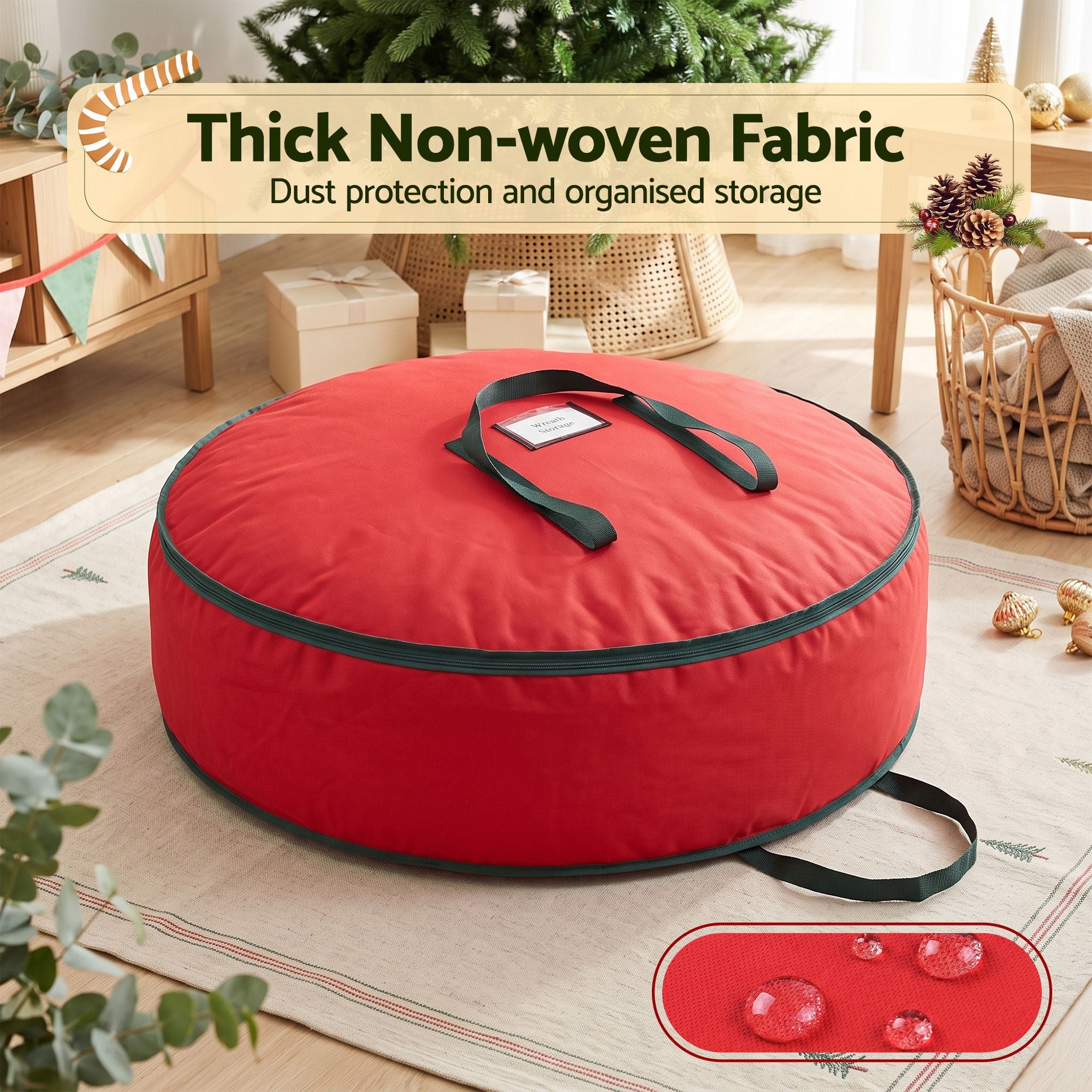 Christmas Wreath & Garland Storage Bag 90cm - Red