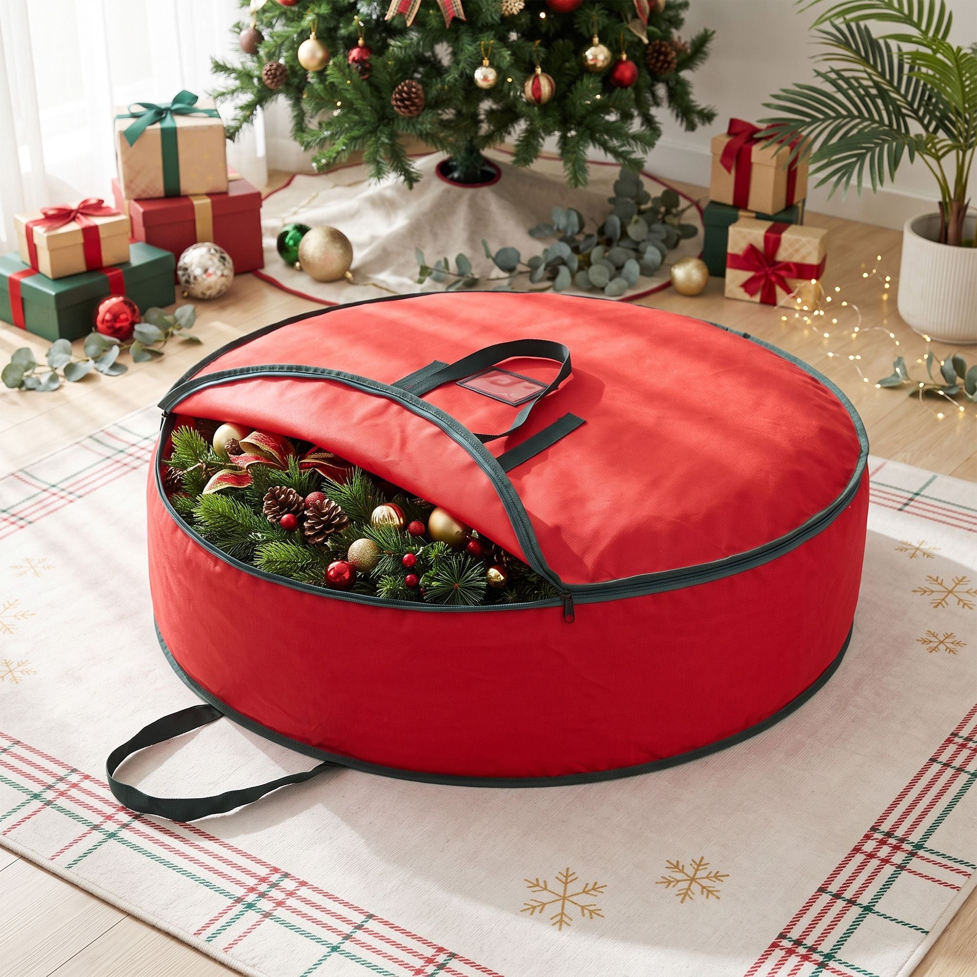 Christmas Wreath & Garland Storage Bag 90cm - Red