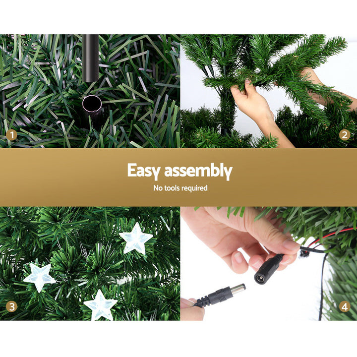 5FT (1.5m) Optic Fibre Stars Self-lit Green Christmas Tree - 180 Tips Homecoze