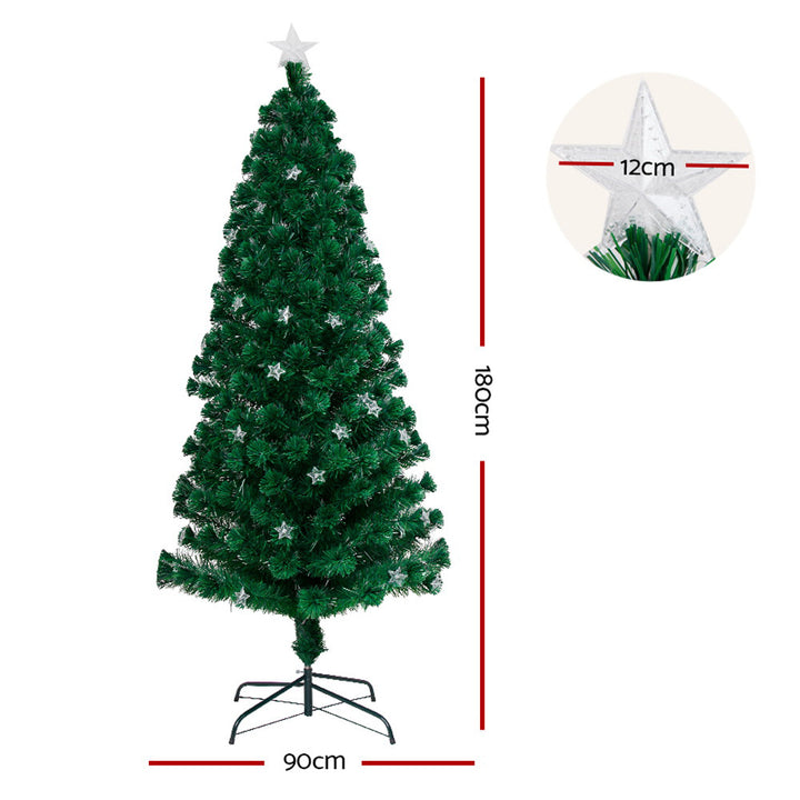 6FT (1.8m) Optic Fibre LED Stars Christmas Tree - 250 Tips Homecoze