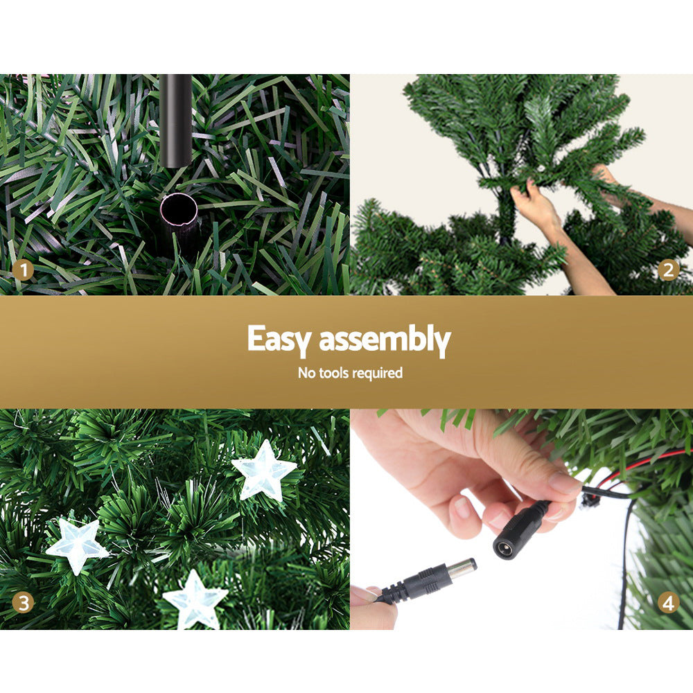 6FT (1.8m) Optic Fibre LED Stars Christmas Tree - 250 Tips Homecoze