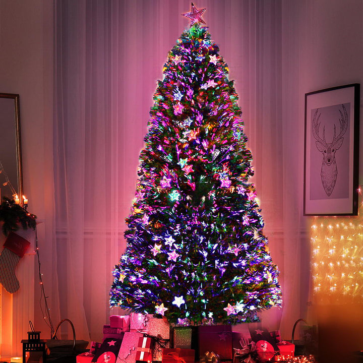 6FT (1.8m) Optic Fibre LED Stars Christmas Tree - 250 Tips Homecoze