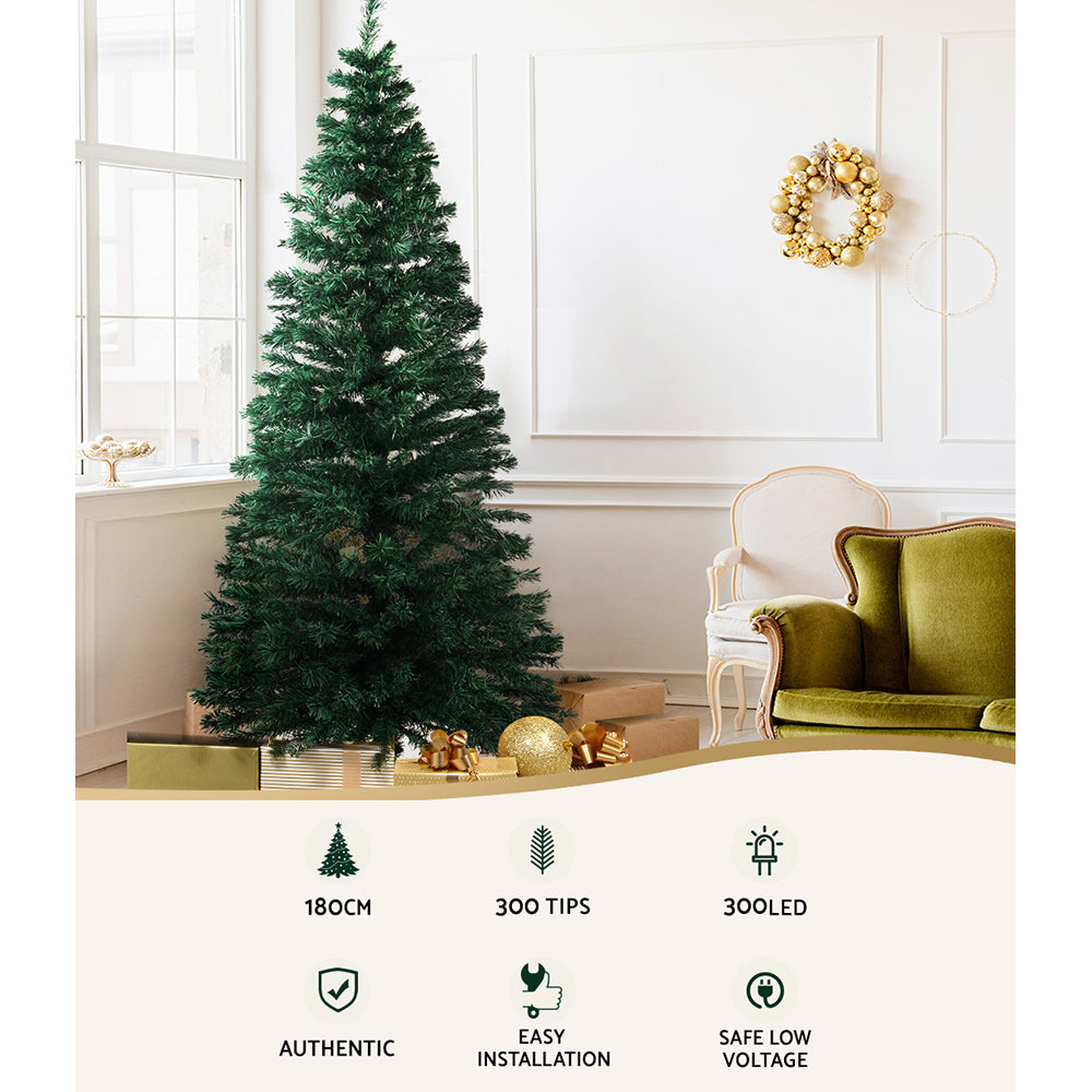 6FT (1.8m) Fibre Optic Value Prelit Christmas Tree - 300 Tips - Homecoze