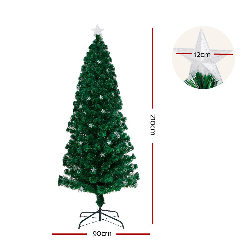 7FT (2.1m) Optic Fibre LED Stars Christmas Tree - 280 Tips Homecoze