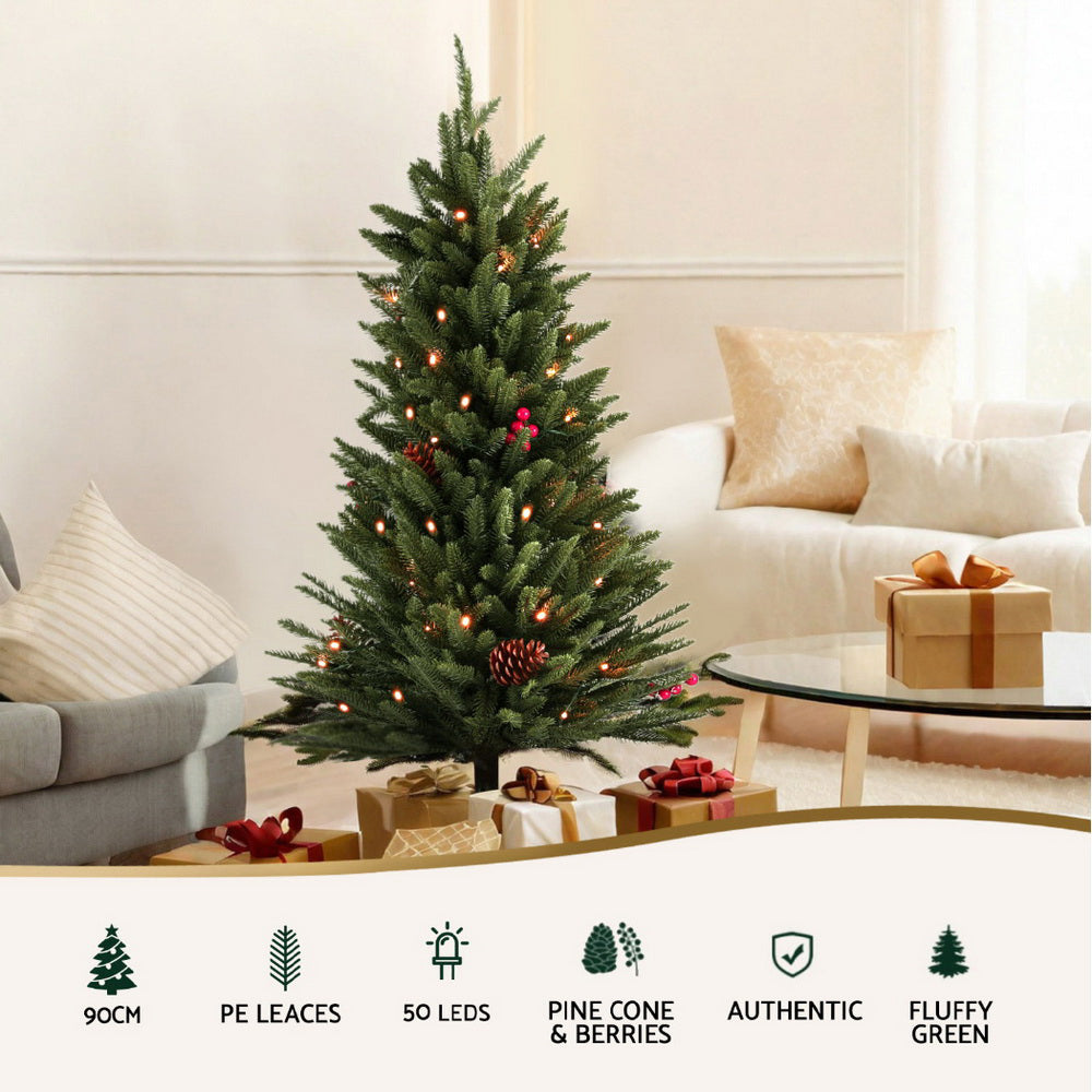 3FT (90cm) Mini Christmas Tree with Battery LEDs - Homecoze