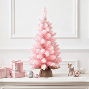 2FT Mini Snow Flocked Christmas Tree - Pink