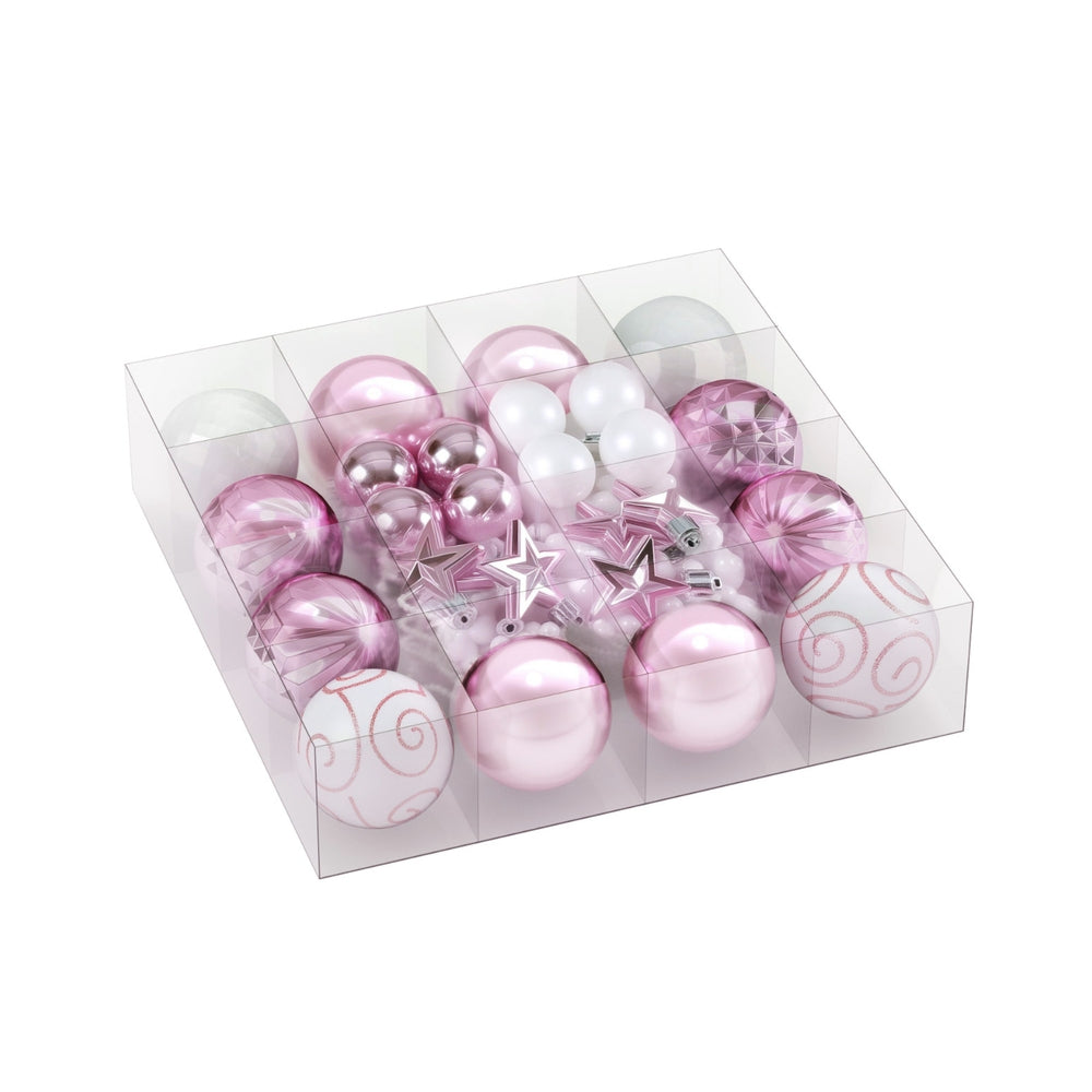 33PC Christmas Tree Bauble Decorations Set - Pink