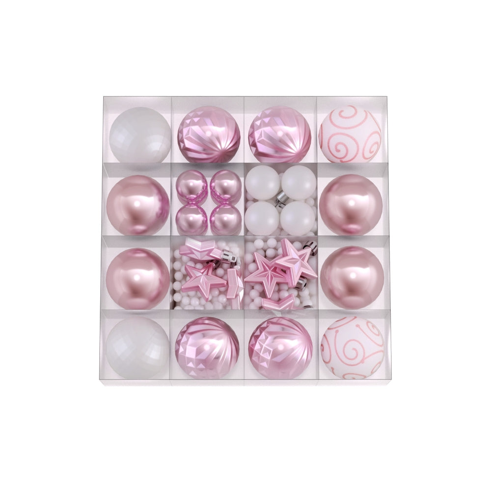 33PC Christmas Tree Bauble Decorations Set - Pink
