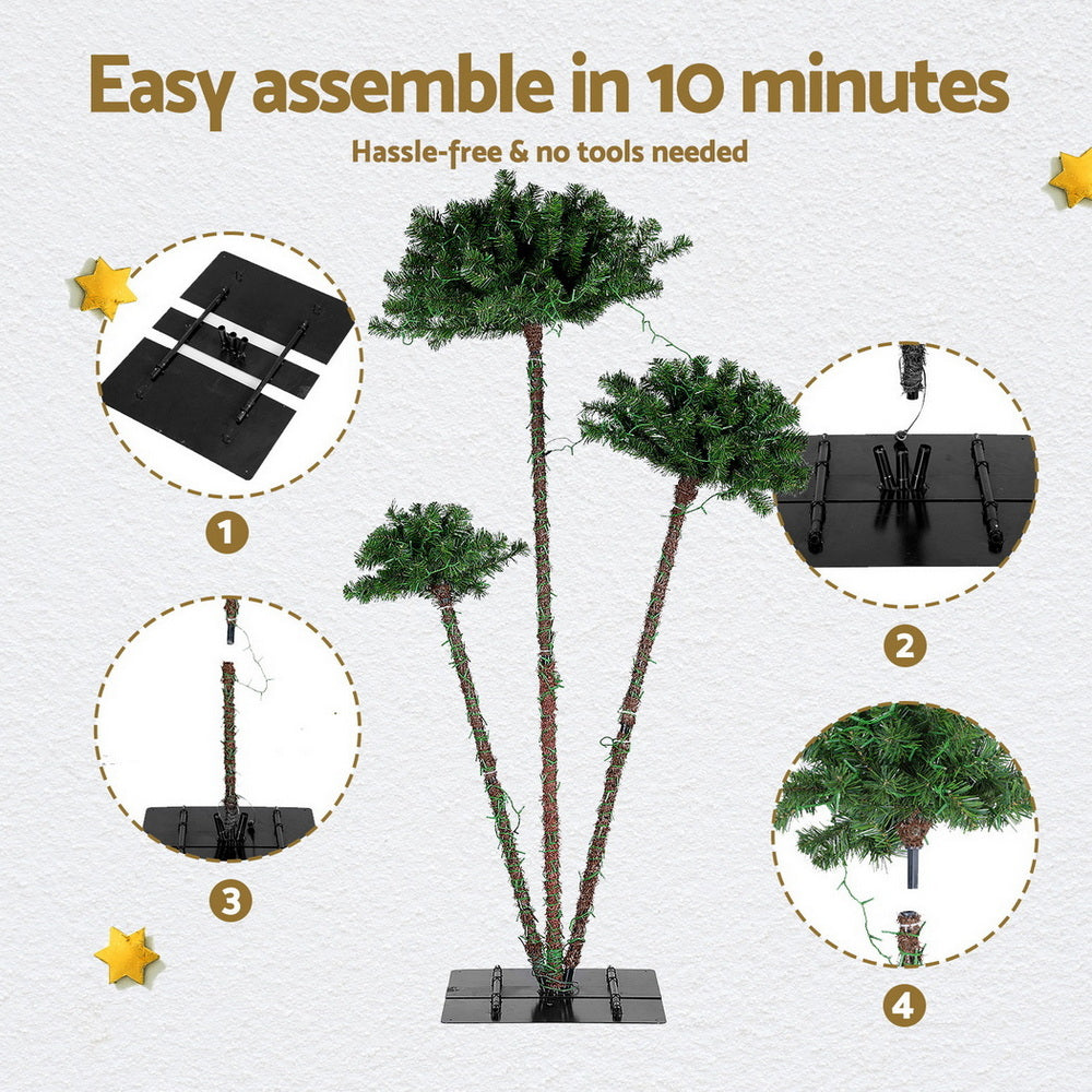 Jingle Jollys Christmas Tree 3-in-1 LED Xmas Palm Tree Party Decor 1.2/1.5/1.8M - Homecoze