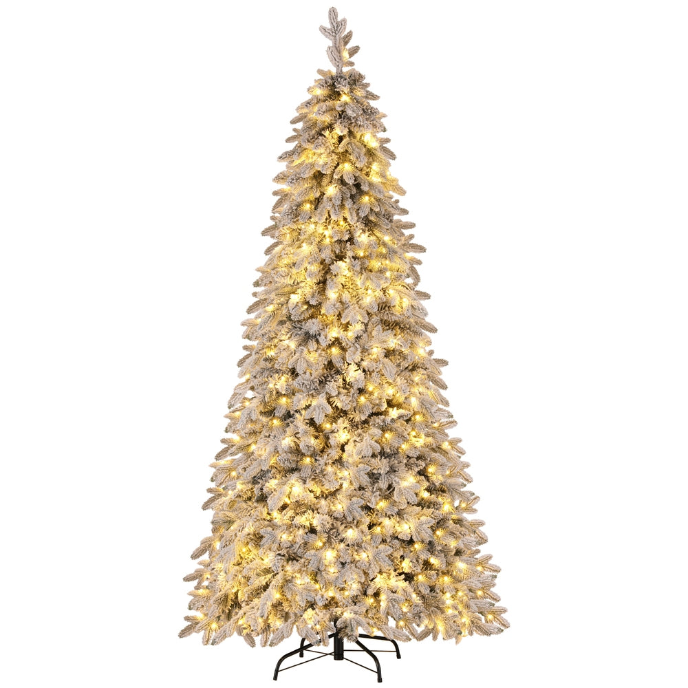Jingle Jollys Christmas Tree 2.1m Flocking Pencil Tree LED Xmas 860 Tips White - Homecoze