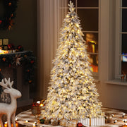 7FT Heavy Snow Pre-lit Pencil Christmas Tree - 860 Tips - Homecoze