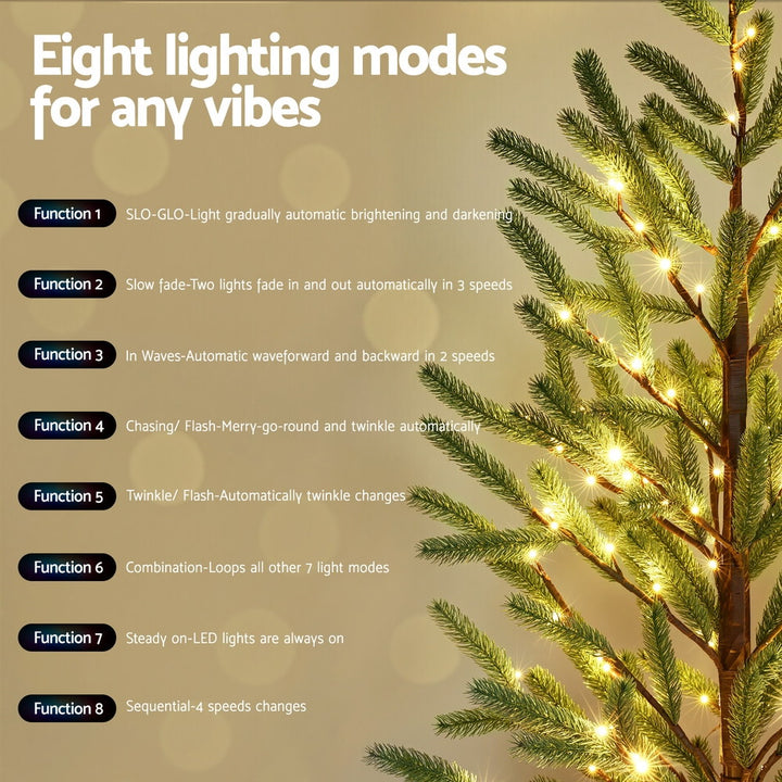 Jingle Jollys Christmas Tree 1.8M Pre-lit LED Xmas Tree 8 Modes Party Decoration - Homecoze