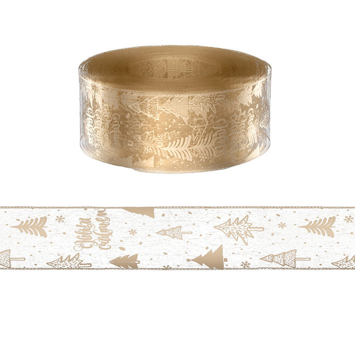 Jingle Jollys 20M Christmas Ribbon Roll Bow Printed Xmas Tree Decor Gift Gold - Homecoze