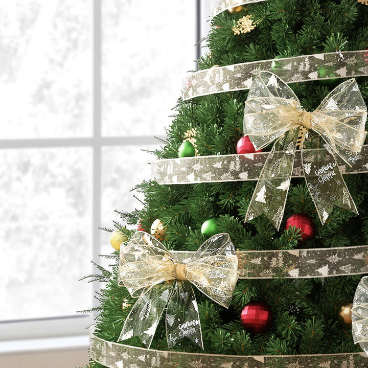 Jingle Jollys 20M Christmas Ribbon Roll Bow Printed Xmas Tree Decor Gift Gold - Homecoze