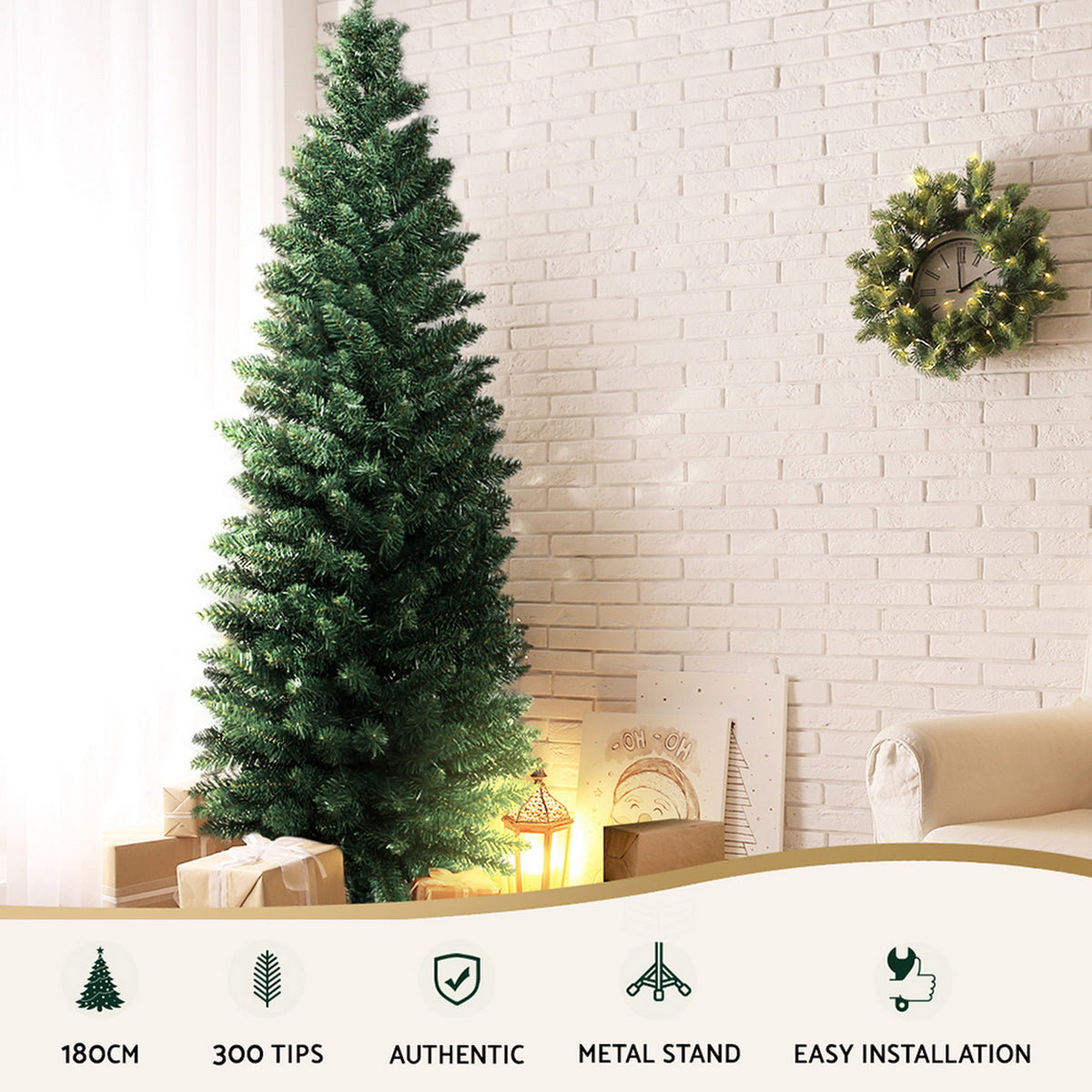 6FT Slim Christmas Tree - 300 Tips - Homecoze