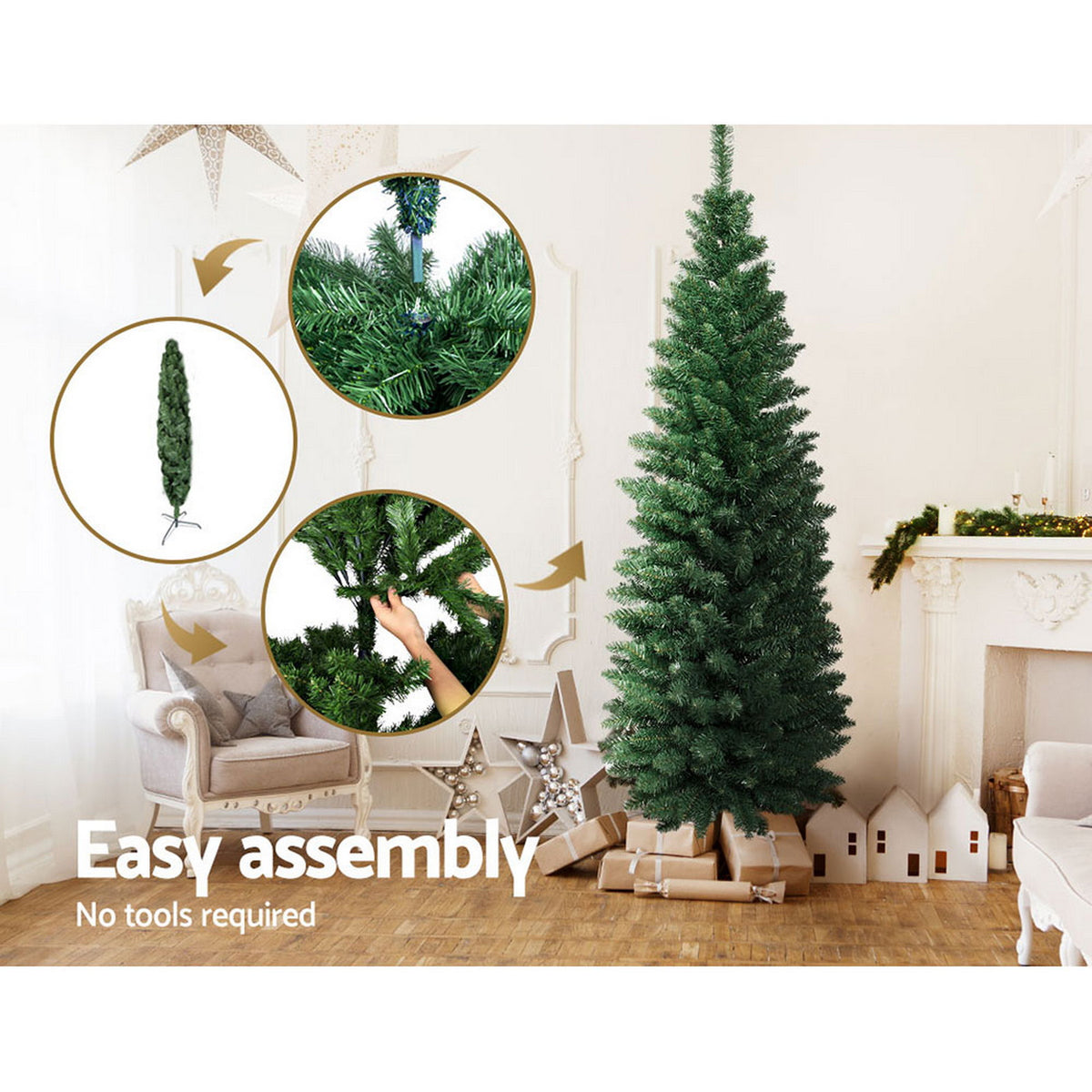6FT Slim Christmas Tree - 300 Tips - Homecoze