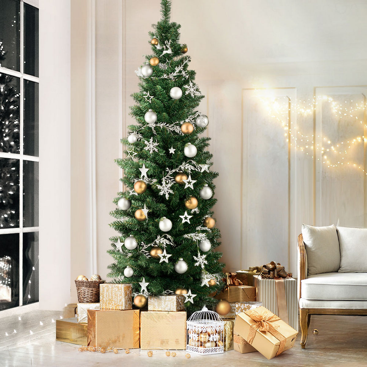 6FT Slim Christmas Tree - 300 Tips - Homecoze