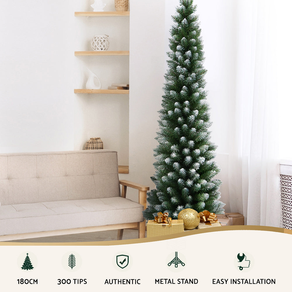 6FT Slim Light Snow Christmas Tree - 300 Tips - Homecoze