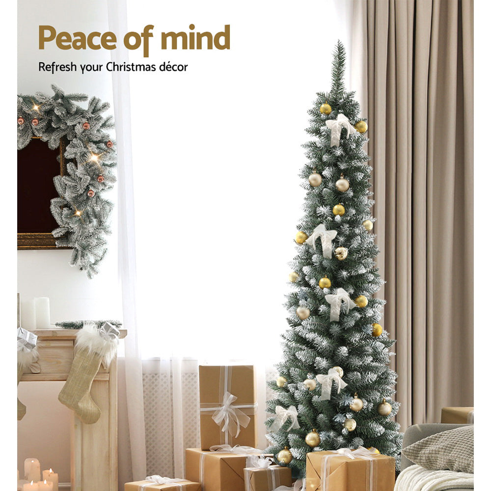 6FT Slim Light Snow Christmas Tree - 300 Tips - Homecoze