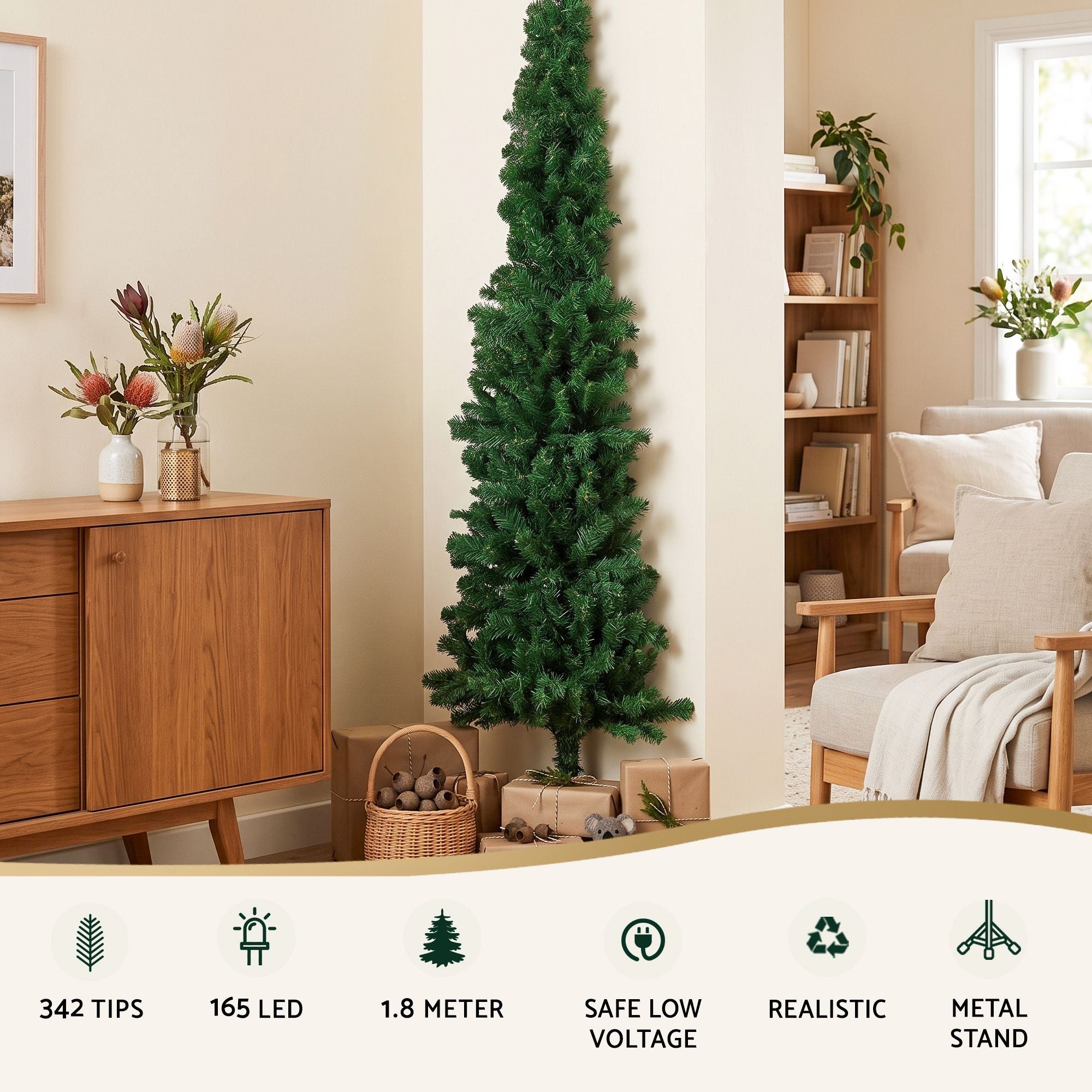 6FT Pre-lit LED Corner Half Christmas Tree - 342 Tips