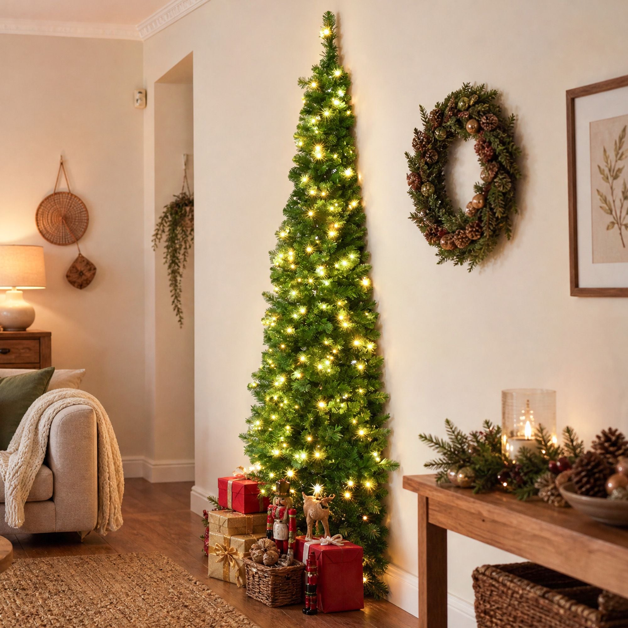 6FT Pre-lit LED Corner Half Christmas Tree - 342 Tips