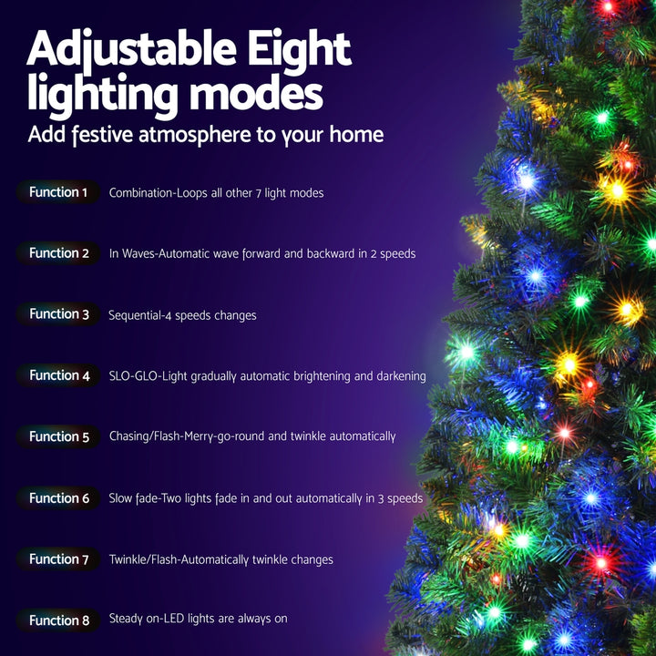 Jingle Jollys 1.8M Pre-lit Christmas Tree 8 Mode Multi Colour 200 LED Light Xmas - Homecoze