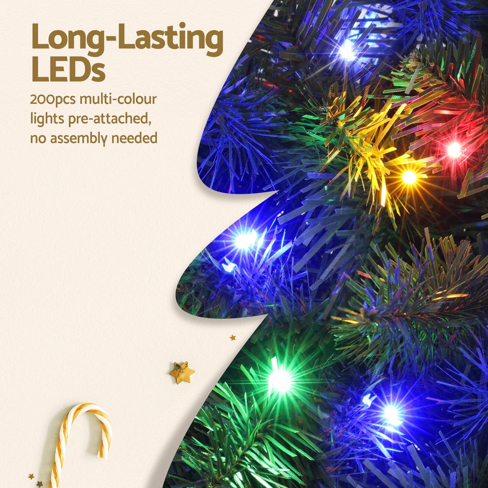Jingle Jollys 1.8M Pre-lit Christmas Tree 8 Mode Multi Colour 200 LED Light Xmas - Homecoze