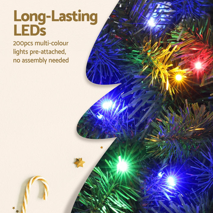 Jingle Jollys 1.8M Pre-lit Christmas Tree 8 Mode Multi Colour 200 LED Light Xmas - Homecoze