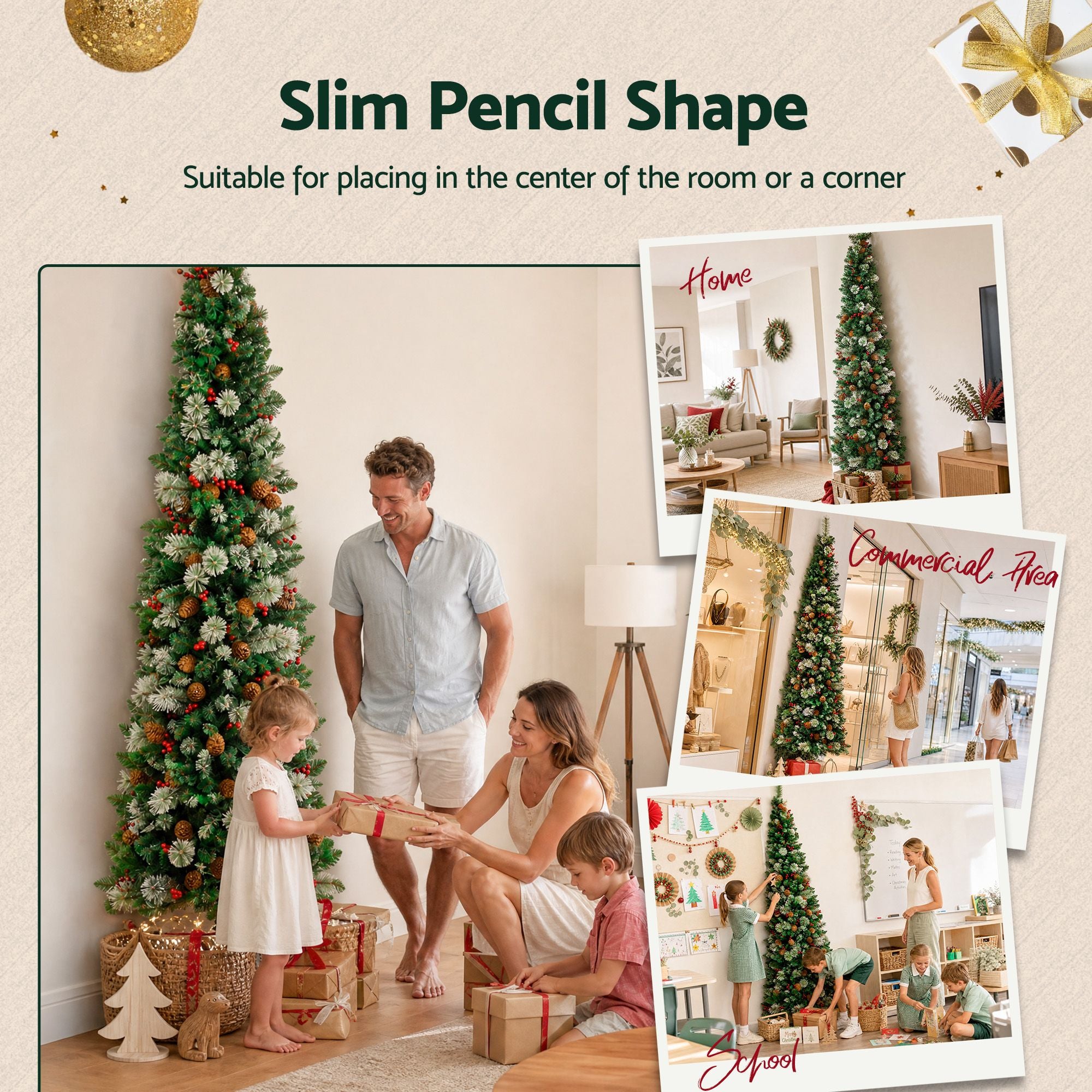 7FT Corner Half Christmas Tree - 402 Tips
