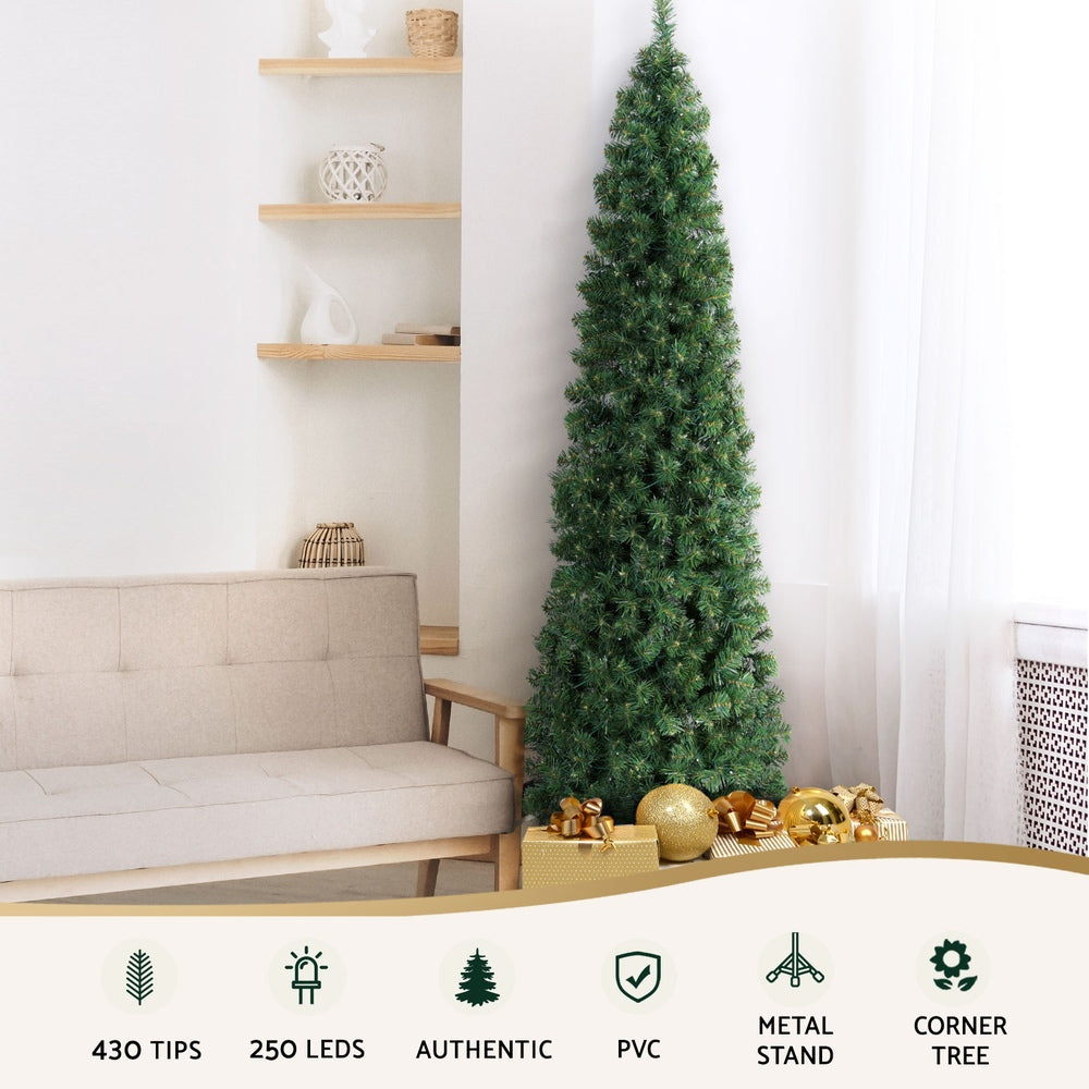7FT Slimline LED Corner Christmas Half Tree - 430 Tips - Homecoze