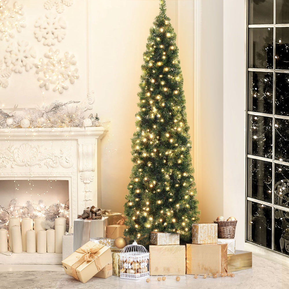 7FT Slimline LED Corner Christmas Half Tree - 430 Tips - Homecoze