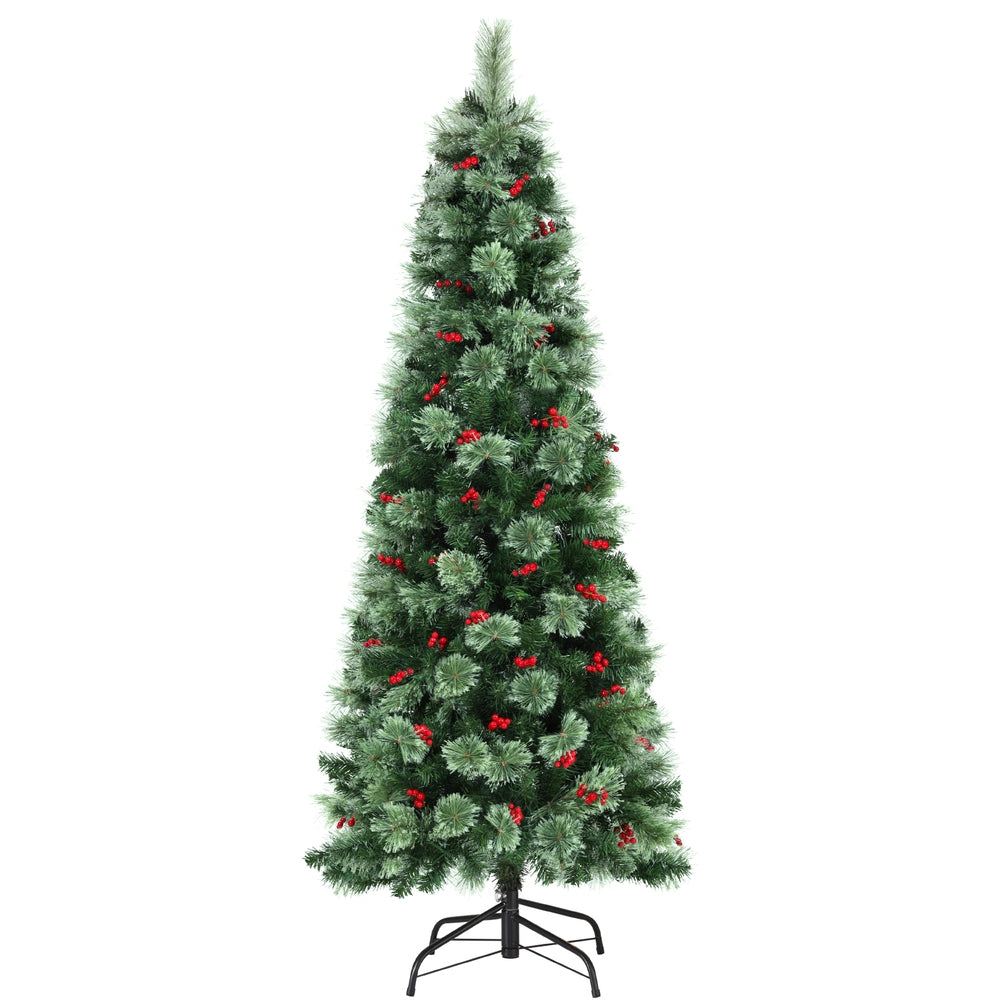 Jingle Jollys Christmas Tree 1.8M LED Xmas Tree Party Decorations Red Barries - Homecoze