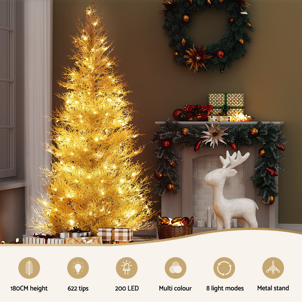 Jingle Jollys 1.8M LED Christmas Tree 8 Modes Adjustable Multi Color Light Snowy - Homecoze