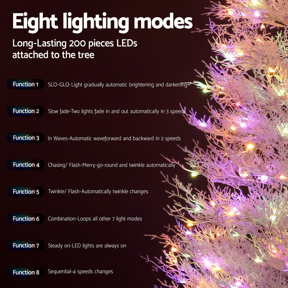 Jingle Jollys 1.8M LED Christmas Tree 8 Modes Adjustable Multi Color Light Snowy - Homecoze