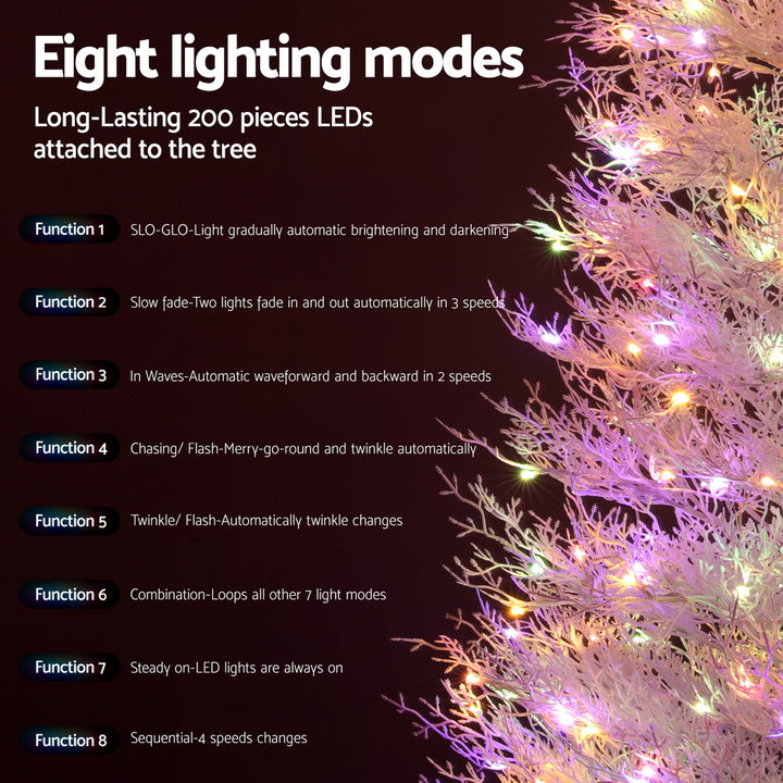 Jingle Jollys 1.8M LED Christmas Tree 8 Modes Adjustable Multi Color Light Snowy - Homecoze