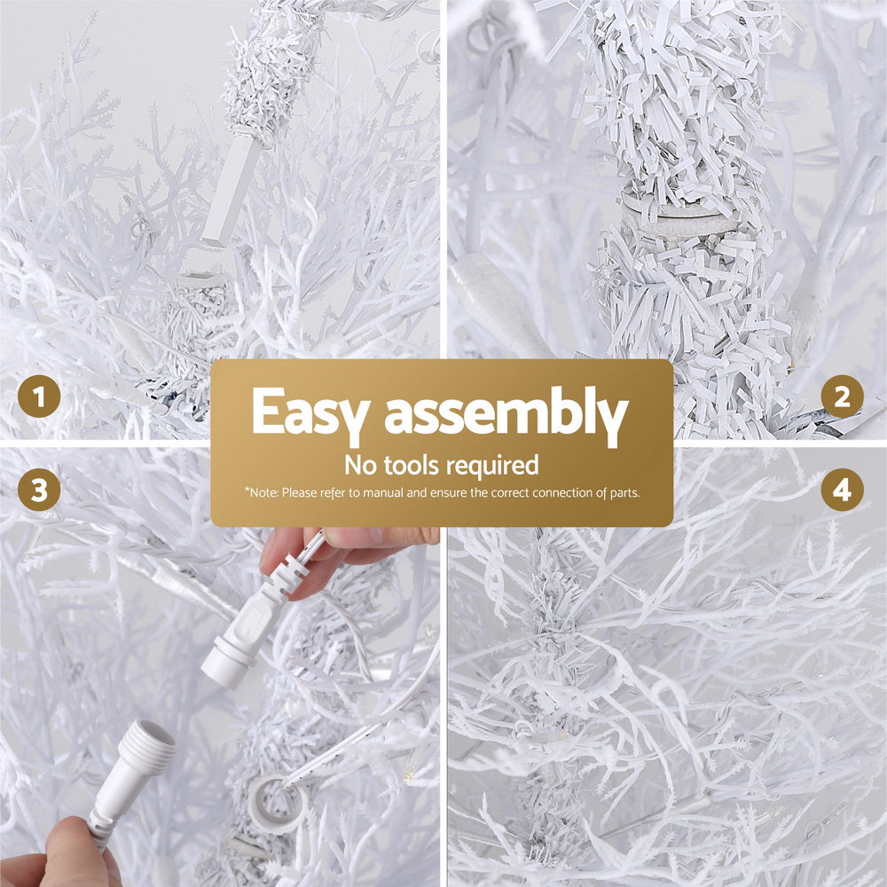 Jingle Jollys 1.8M LED Christmas Tree 8 Modes Adjustable Multi Color Light Snowy - Homecoze